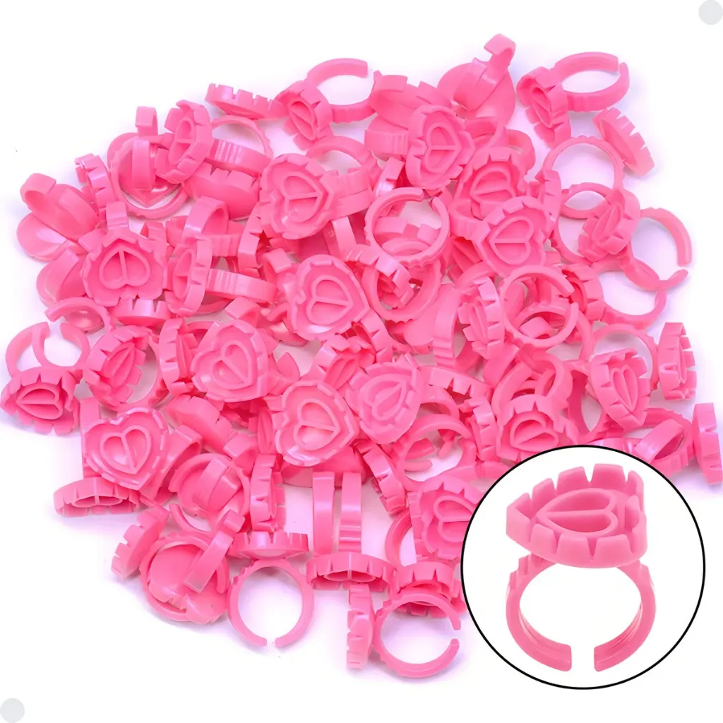 [CI0022] 100 Anéis Batoque Porta Cola Extensão De Cílios Cor Rosa