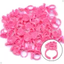 100 Anéis Batoque Porta Cola Extensão De Cílios Cor Rosa