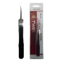 Pinça Curva Cílios Tweezers Shude Prata Lisa Extensão de Cílios 