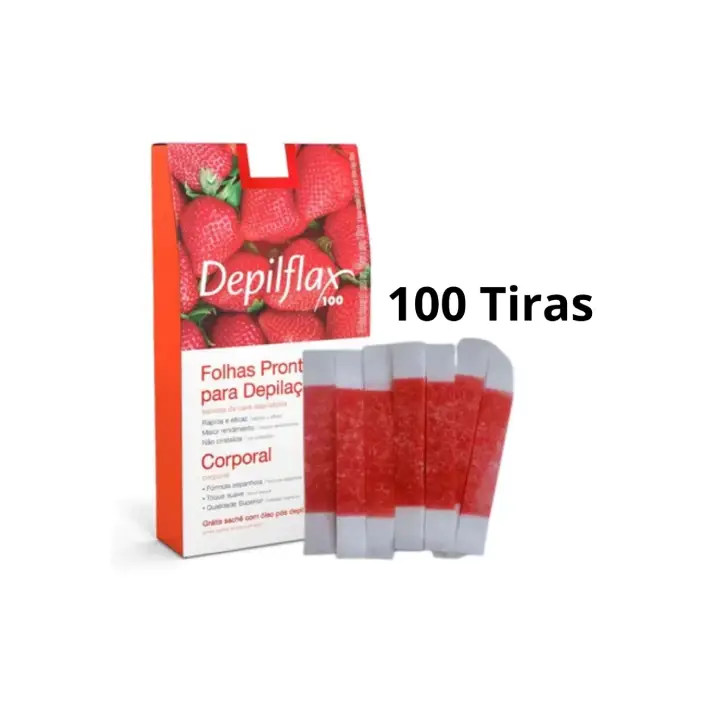[SO0010] 100 Tiras De Cera Pronta Sobrancelhas Buço Morango Depilflax