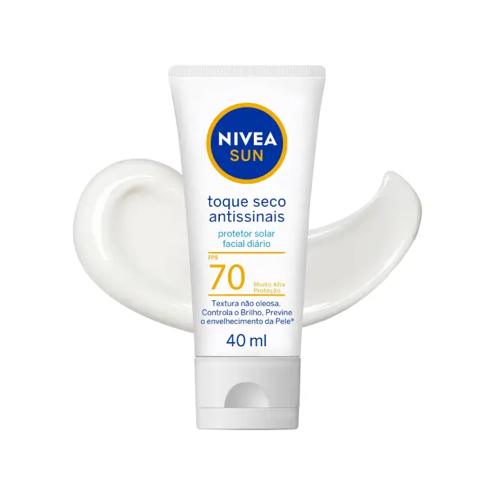 NIVEA SUN Protetor Solar Facial Toque Seco Antissinais FPS70 40ml, Alta Proteção UVA/UVB
