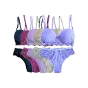 Kit 5 Conjunto Lingerie Sutiã Calcinha Bojo Renda Forro