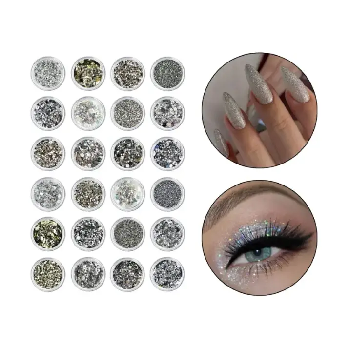 [UN0023] Glitter em Pó para Decoração Nail Art Cromado