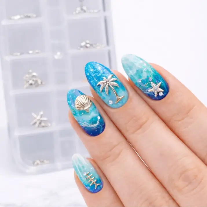 [UN0029] Kit Decoração Floral para Unhas Fundos do Mar