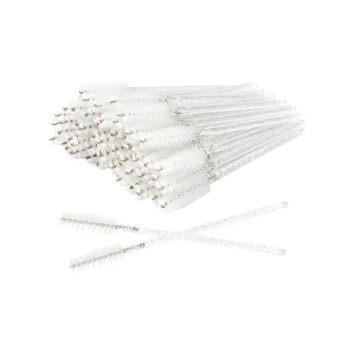 [CI0061] Kit 50 Escovinhas Transparentes para Extensão de Cílios (Transparente-Glitter)