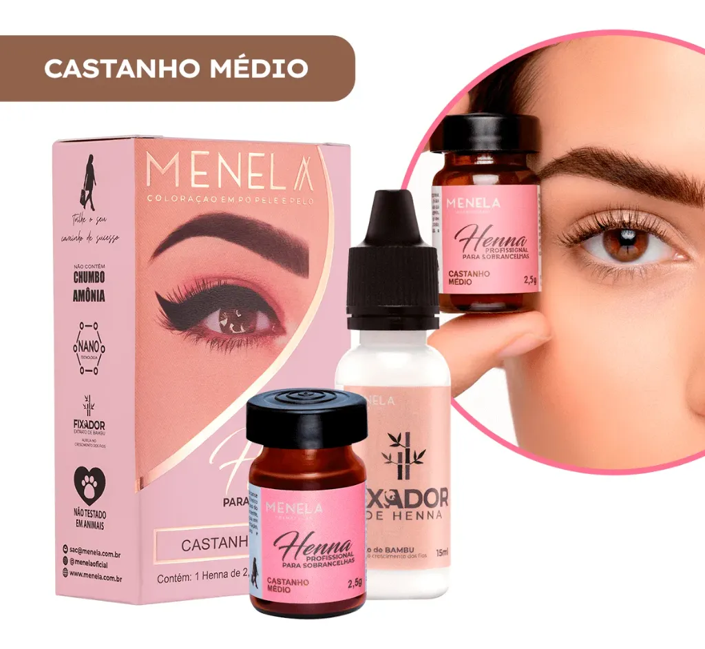 [SO0007] Henna Menela para Designer de Sobrancelhas 2.5g Com Fixador (Preto)