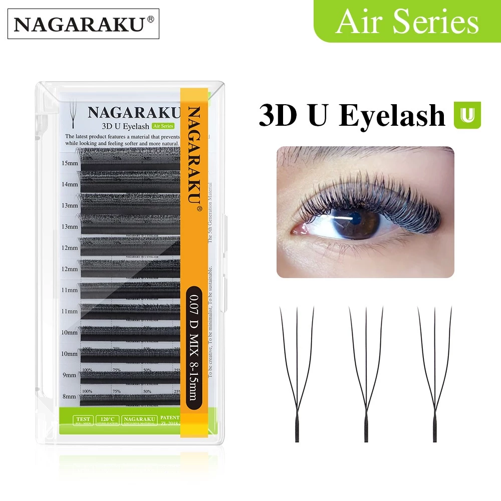 [CI0115] Cílios Nagaraku 3D U 0.07 - Curvatura D Mix 8-14 - Preto (5mm)